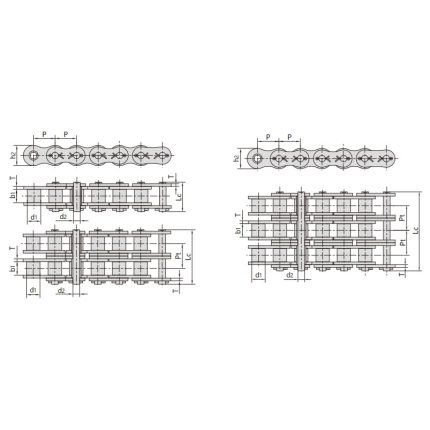 Dây xích con lăn chính xác có bước ngắn loại chốt chốt, dạng chuỗi