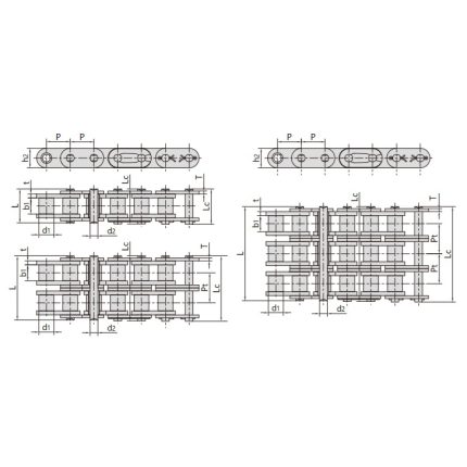Xích con lăn series B với tấm bên thẳng